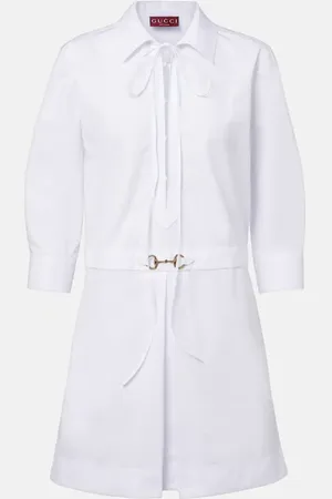 Gucci Leather-trimmed cotton minidress