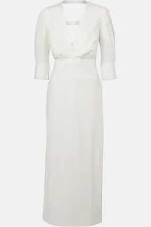 Adriana Degreas Puff-sleeve cotton maxi dress