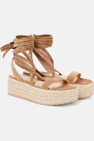 Gianvito Rossi Suede-trimmed platform espadrilles