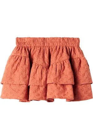 Rylee + Cru Embroidered tiered cotton skirt