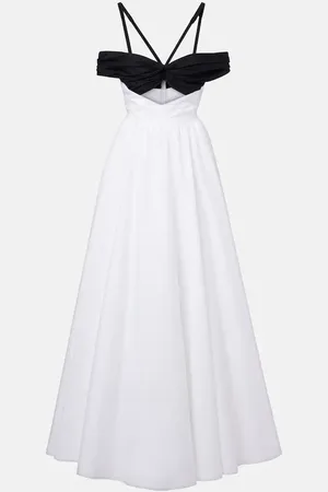 Giambattista Valli Cutout ruched off-shoulder cotton gown