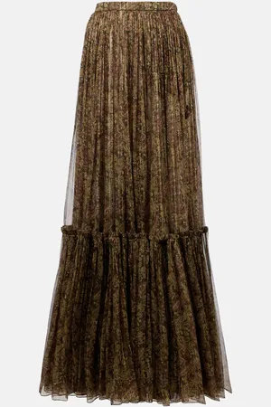 Saint Laurent Paisley ruffled silk-blend maxi skirt