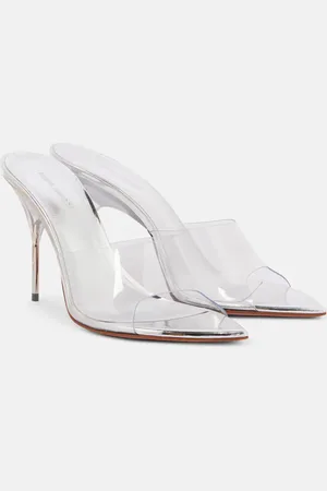 Amina Muaddi Bianca Glass 95 PVC mules