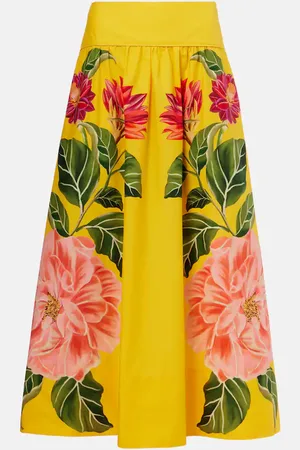 Farm Rio Spring Awakening floral cotton midi skirt