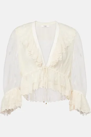 Chloé ChloÃ© Ruffled embroidered lace blouse