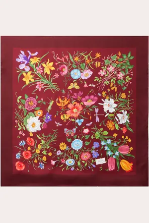 Gucci Floral silk twill scarf
