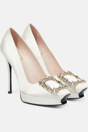 Roger Vivier Flower Strass satin platform pumps