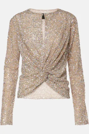 Costarellos Noa sequined cutout top