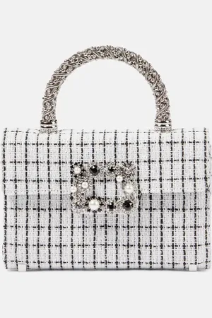 Roger Vivier Envelope Flower Jewel tweed tote bag
