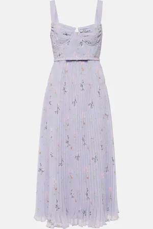 Self-Portrait Floral chiffon bustier midi dress