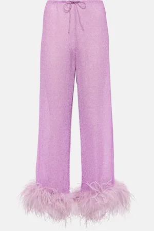 Oseree OsÃ©ree LumiÃ¨re Plumage feather-trimmed pants