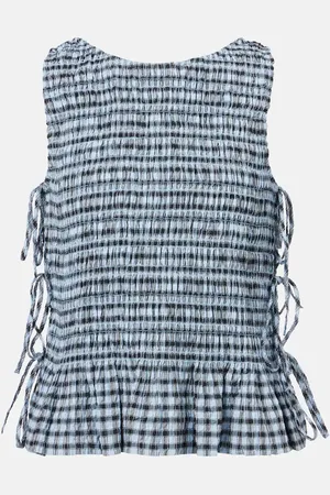 Ganni Gingham shirred shirt