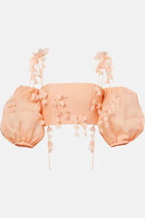 ZIMMERMANN Dawning linen and silk crop top
