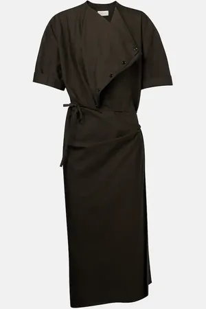 LEMAIRE Draped cotton and silk shirt dress