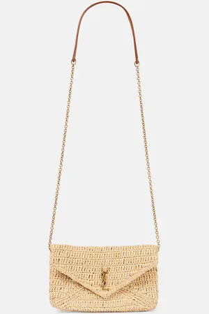 Saint Laurent Cassandre Mini raffia shoulder bag