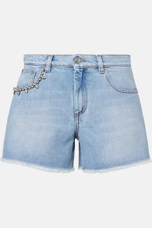 AREA Embellished denim shorts