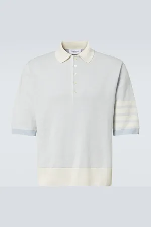 Thom Browne 4-Bar linen and cotton polo shirt
