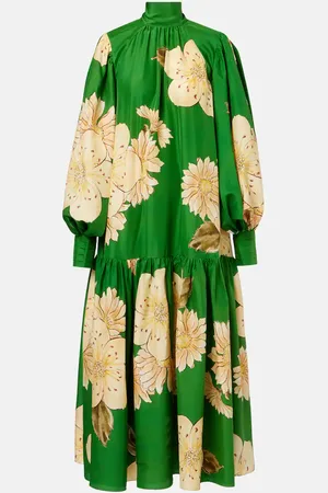 ALÉMAIS AlÃ©mais Sage floral silk midi dress