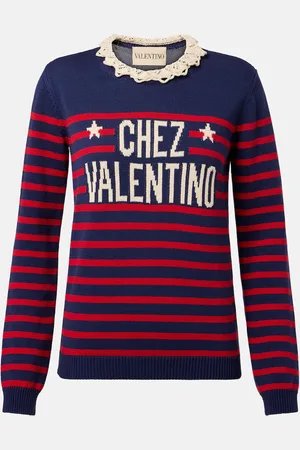 VALENTINO Chez striped cotton sweater