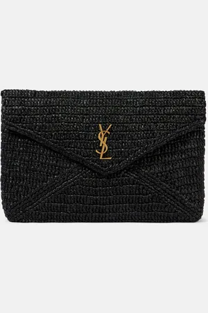 Saint Laurent Cassandre Large raffia pouch