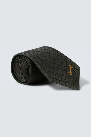 Gucci Horsebit embroidered silk jacquard tie
