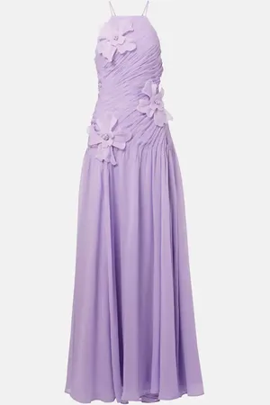 LEO LIN Amaya floral-appliquÃ© gathered gown