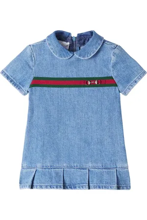 Gucci Baby Horsebit Web Stripe denim dress