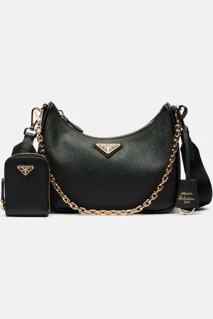 Moon Small leather shoulder bag in black - Prada | Mytheresa
