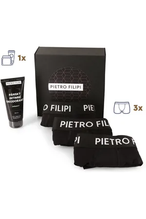 Pietro Filipi 3PACK Zestaw upominkowy dla mężczyzn - bokserki i dezodorant do miejsc intymnych