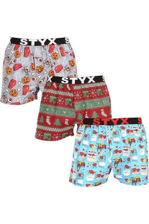 STYX 3PACK luźne bokserki męskie art sportowa guma wielokolorowa