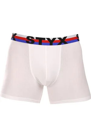 STYX Bokserki męskie długie sportowa guma białe trójkolorowe
