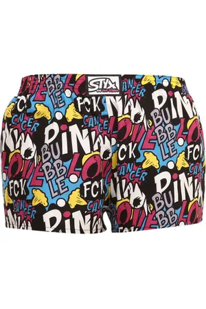 STYX Luźne bokserki damskie art klasyczna guma Pink Bubble