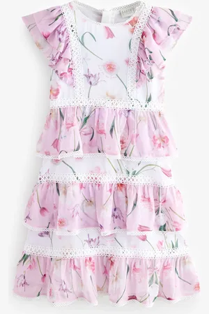 Ted Baker Pink Floral Print Tiered Midi Dress9 lat (134 cm)