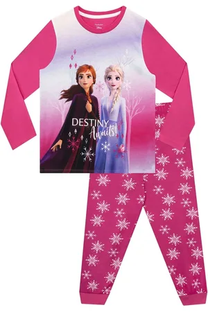 Character Pink Disney Frozen Snowflake Long Sleeved Girls Pyjama Set1.5