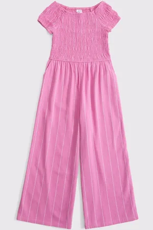Abercrombie & Fitch Pink Tie Front Linen Jumpsuit122128 cm