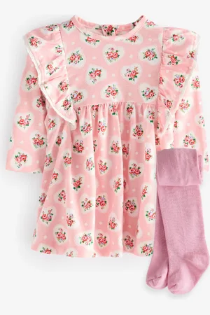 Next Cath Kidston Baby Jersey 100% Cotton Dress with Tights6268 cm