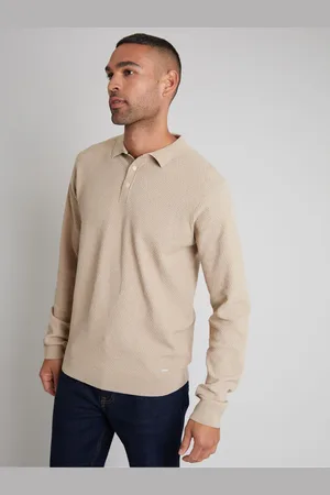 Threadbare Long Sleeve Textured Knitted Polo ShirtS