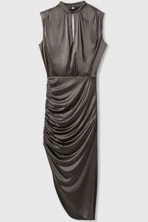 Reiss Aude Atelier Ruched Silk Blend Satin Dress34