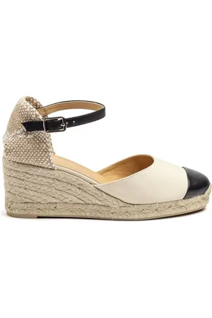 Castaner Cream Wedge Heel Ankle Strap Cotton Leather Toe & Strap EspadrillesEU 40 (UK 7)
