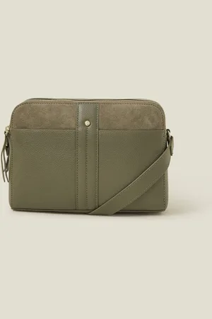 Accessorize Double Zip Leather Cross-Body BagJeden