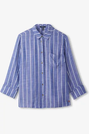 Hatley Blue Basket Weave Stripes Cindy ShirtXS