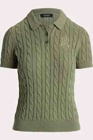 Ralph Lauren Natrissa Embridered Logo Cable Knit Polo ShirtL