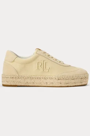 Ralph Lauren Kids Cream Luize Canvas Suede TrainersEU 36.5 (UK 4)