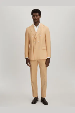 Oscar Jacobson Slim Fit Sand Wool TrousersS