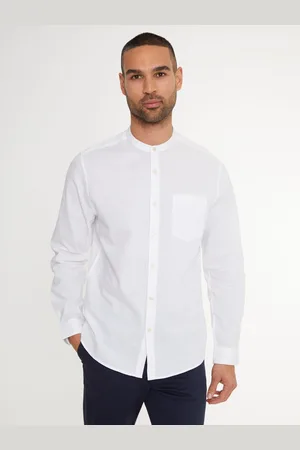 Threadbare Grandad Collar Linen Blend Long Sleeve ShirtL