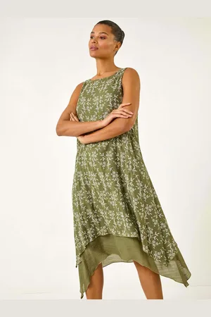 Roman Floral Print Double Layer Shift Dress46