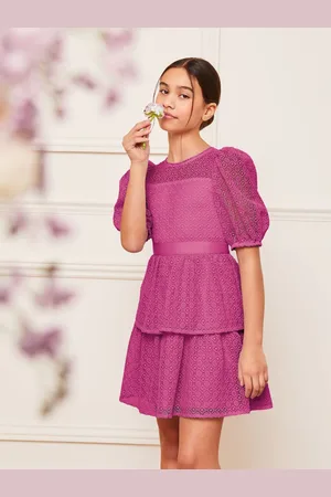 Lipsy London Koronkowa sukienka wizytowa z bufiastymi rękawami (2-16 lat)9 lat (134 cm)