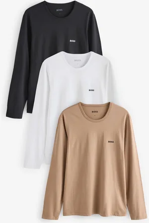 HUGO BOSS Logo Long Sleeve 100% Cotton T-Shirts 3 PackM