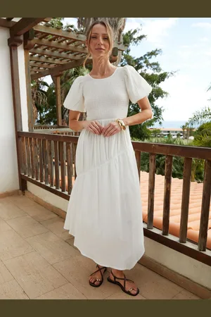 Threadbare Puff Sleeve Shirred Asymmetric DressEU 42 (UK 14)
