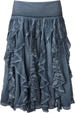 Joe Browns Frilled Denim Look 100% Cotton Midi Skirt46